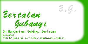bertalan gubanyi business card