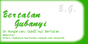 bertalan gubanyi business card